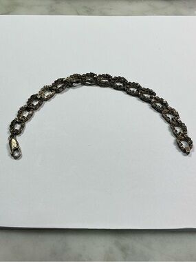 Sterling Silver Diamond Cut Square Link Bracelet. 7 inches long